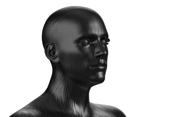 Ilustracja Łysej Czarnej Głowy Mężczyzny Białym Tle Manekin — Zdjęcie stockowe