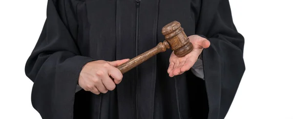 Gesichtslose Richterin Einem Gewand Mit Einem Gerichtsgabel — Stockfoto