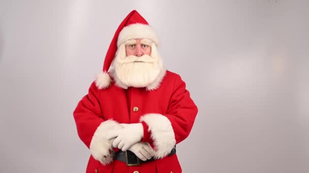 Meglepett Télapó Fehér Háttérrel Csodák Karácsonyra — Stock videók