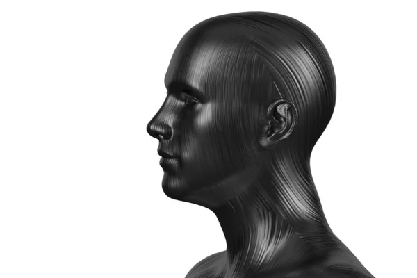 Απεικόνιση Ενός Αρσενικού Φαλακρού Μαύρου Κεφαλιού Λευκό Φόντο Χαζή — Φωτογραφία Αρχείου