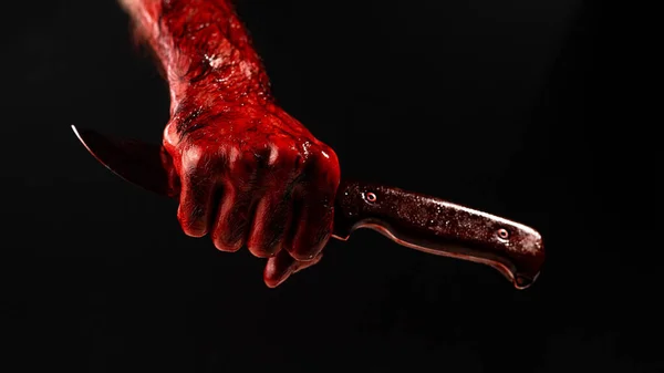 Ein Gesichtsloser Mann Hält Ein Messer Der Klinge Männliche Hände — Stockfoto
