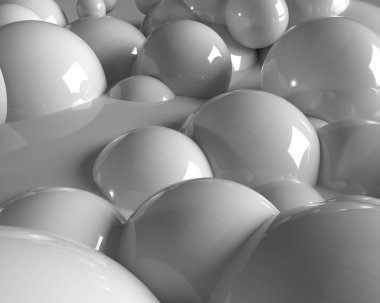 Beyaz parlak kabarcıklar. Doku. 3d illüstrasyon