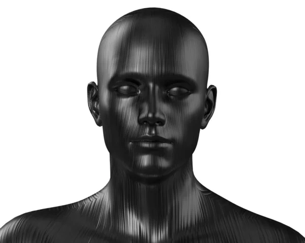 Απεικόνιση Ενός Αρσενικού Φαλακρού Μαύρου Κεφαλιού Λευκό Φόντο Χαζή — Φωτογραφία Αρχείου