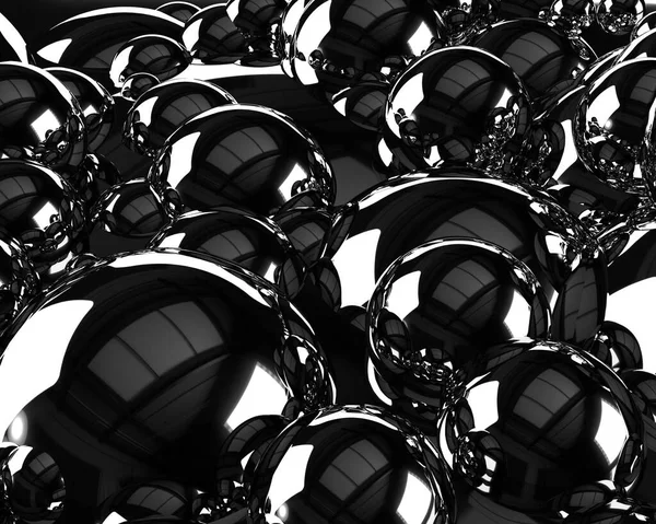 黒の背景に透明な光沢のある泡 テクスチャ 3Dイラスト — ストック写真
