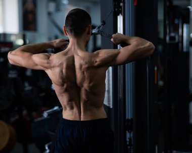Man Thrust of the upper block to the chest in the gym