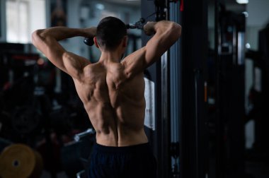 Man Thrust of the upper block to the chest in the gym