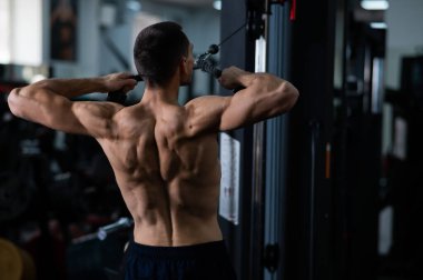 Man Thrust of the upper block to the chest in the gym