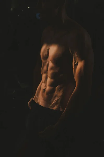 Shirtless Man Sculpted Body Gym — Photo