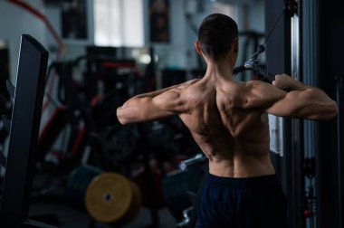 Man Thrust of the upper block to the chest in the gym