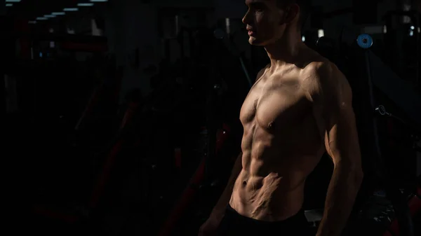 Shirtless Man Sculpted Body Gym — Stock Photo, Image