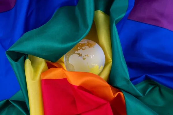 Crystal Globe Rainbow Flag Lgbt Community — Stock Photo, Image