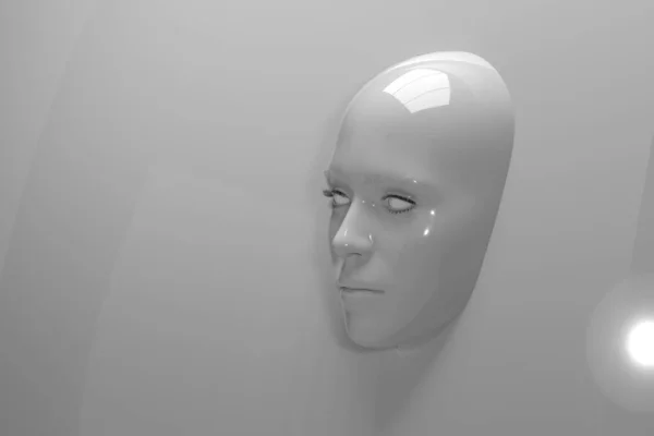 3Dイラスト 白い背景から突き出た人間の顔 — ストック写真