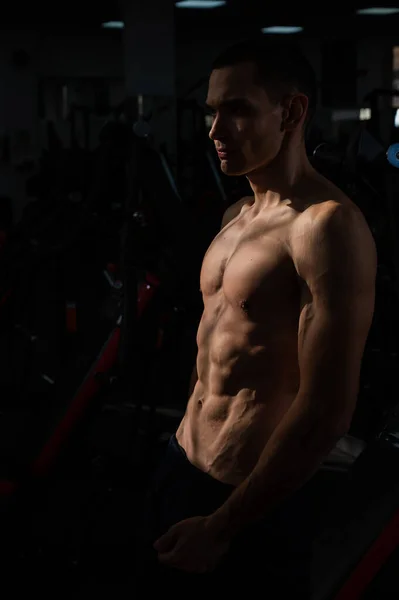 Shirtless Man Sculpted Body Gym — Stock fotografie