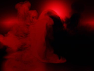 Siyah arka planda kırmızı dumanlar. 3d illüstrasyon