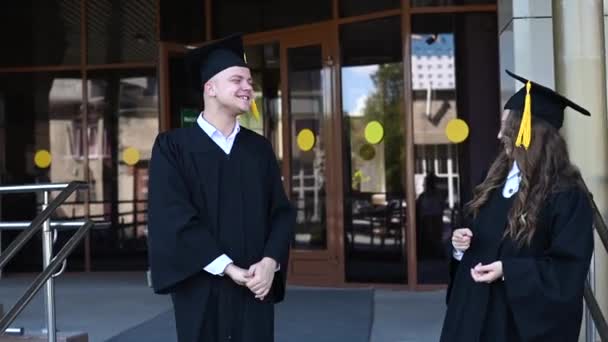 Hard Hearing Graduates Communicate Sign Language — Stock Video