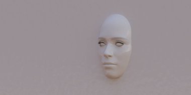 3 boyutlu illüstrasyon. Beyaz arka planda kalan insan yüzü