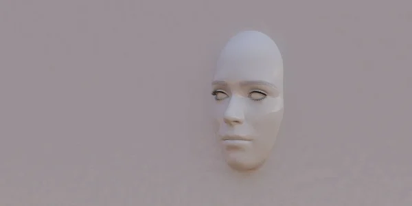 3D例证 人的脸从白色的背景中伸出来 — 图库照片