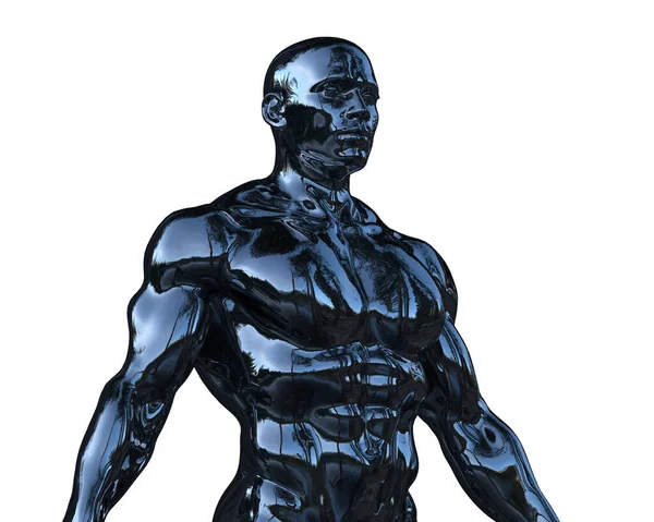 3Dレンダリング 白い背景に裸の運動選手の青い胴 — ストック写真
