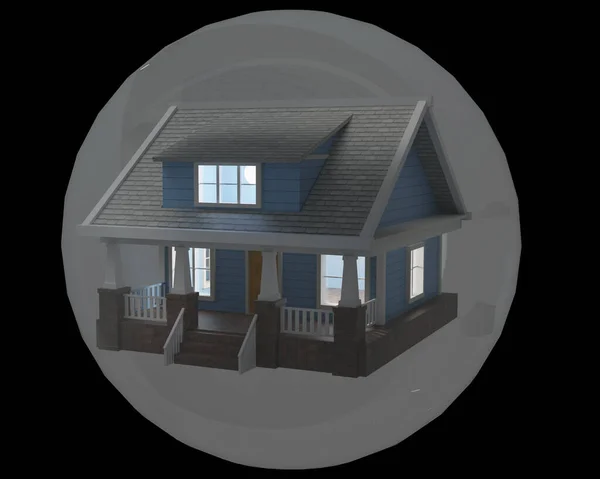 Model Storey Cottage Dome Black Background — Stock Photo, Image