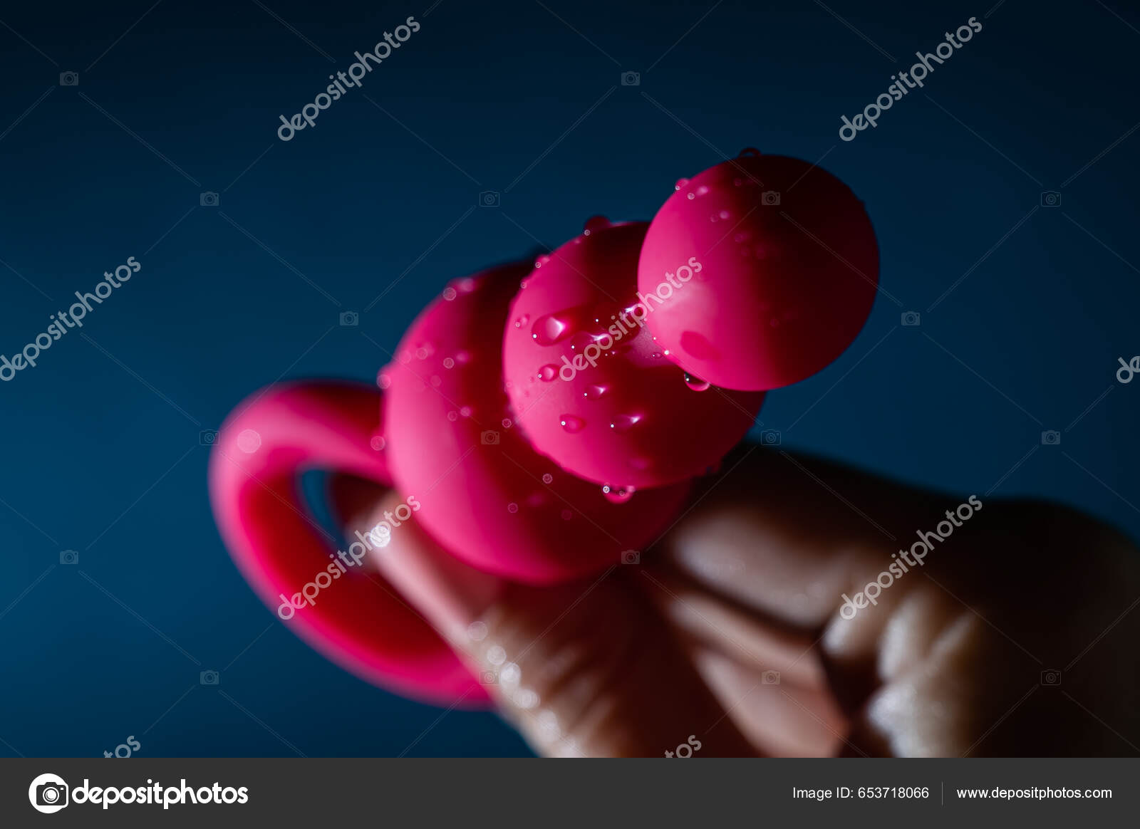 Woman Holding Pink Anal Beads Drops Water Blue Background Sex Stock Photo by ©inside-studio 653718066 image