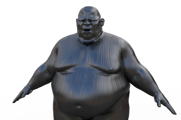 3Dレンダリング 白地に太った男の銀色の胴 — ストック写真