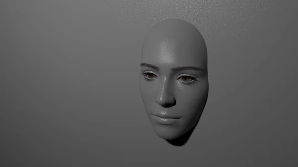 3Dイラスト 灰色の背景から突き出た人間の顔 — ストック写真