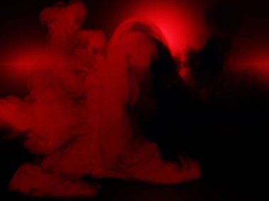 Siyah arka planda kırmızı dumanlar. 3d illüstrasyon