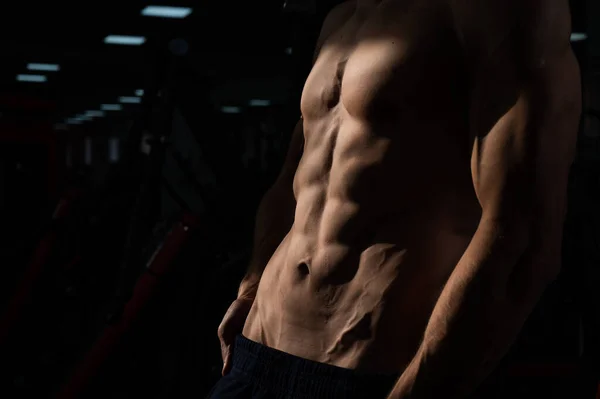 Shirtless Man Sculpted Body Gym — Photo