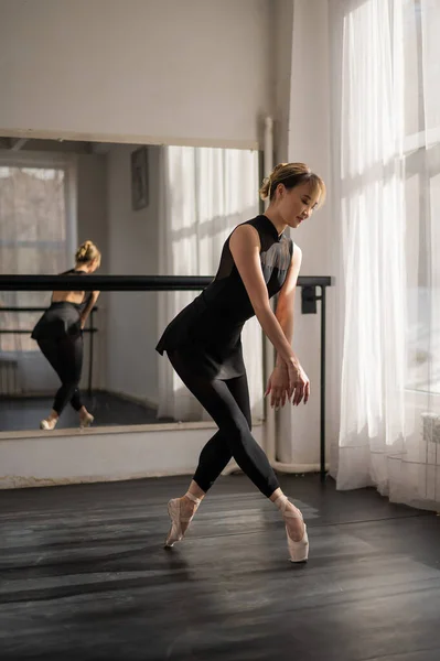 Een Prachtige Aziatische Ballerina Traint Een Dansles Verticale Foto — Stockfoto