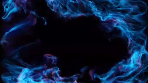 Blaue Flammen Auf Schwarzem Hintergrund Illustration — Stockvideo