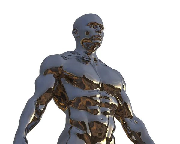 3Dレンダリング 白い背景に裸の運動選手の黄金の胴 — ストック写真