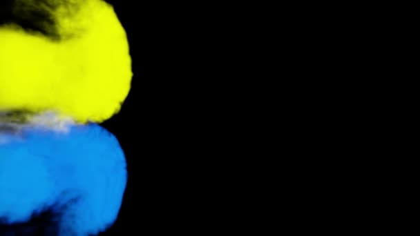 Синий Жёлтый Дым Двигаются Слева Направо Чёрном Фоне Украинский Флаг — стоковое видео