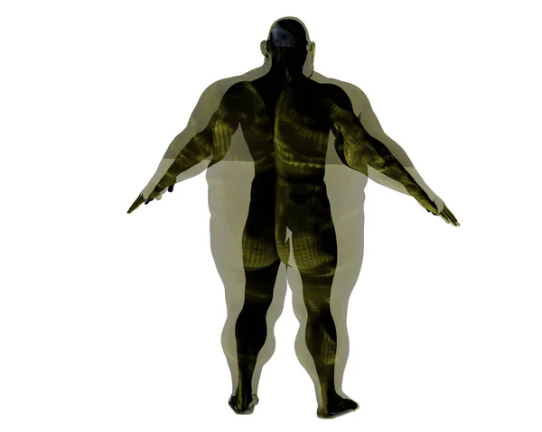 Renderelés Atlétikai Ember Egy Elhízott Testben Fehér Háttérrel Fénymásolási Hely — Stock Fotó