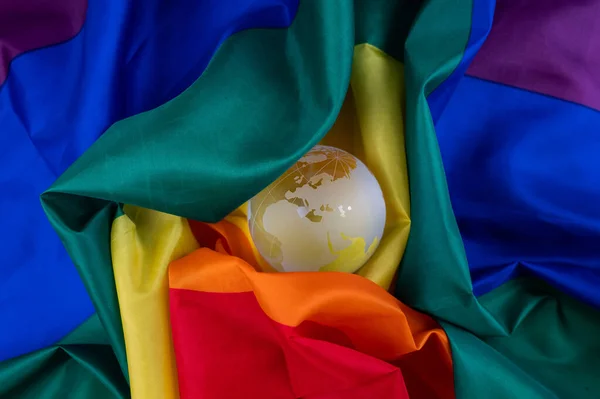 Crystal Globe Rainbow Flag Lgbt Community — Stock Photo, Image