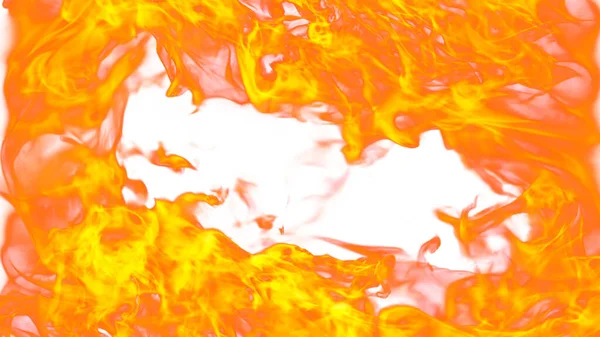 3Dイラスト 白い背景の両側から炎の舌 — ストック写真