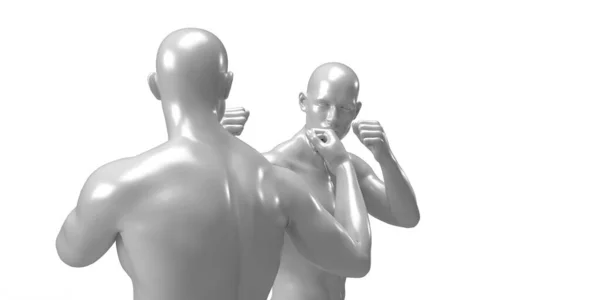 Render Två Boxning Tröjlösa Män Vit Bakgrund — Stockfoto