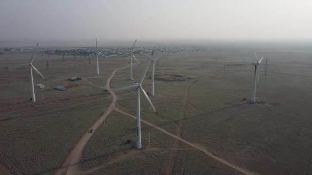 Letecký Pohled Větrné Mlýny Alternativní Zdroj Energie — Stock video