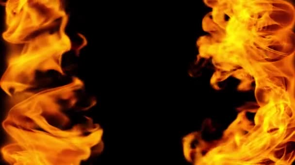 Kuning Api Kedua Sisi Pada Latar Belakang Hitam Ilustrasi — Stok Video