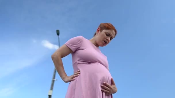Βίντεο 360 Μοίρες Καυκάσια Έγκυος Γυναίκα Που Υποφέρει Από Πόνο — Αρχείο Βίντεο