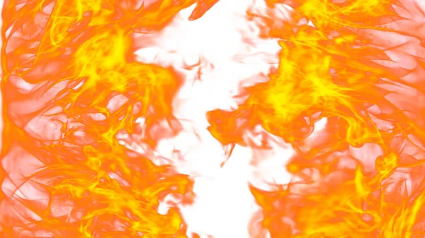 3Dイラスト 白い背景の両側から炎の舌 — ストック写真