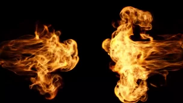 Yellow Flames Both Sides Black Background Illustration — Stock Video