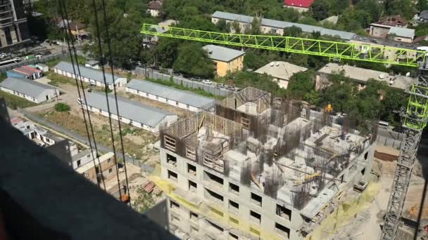 Vista Superior Del Sitio Construcción Edificio Monolítico — Vídeo de stock