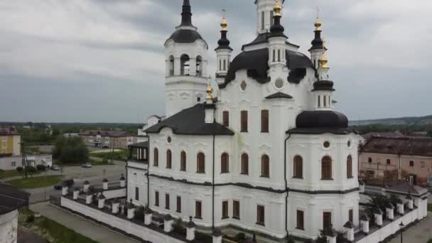 Aerial View Temple Tobolsk Russia — Stock Video