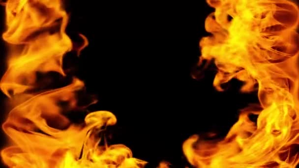 Yellow Flames Both Sides Black Background Illustration — Stock Video