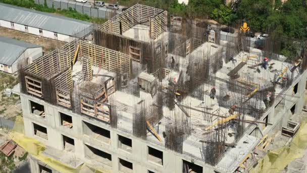 Vista Superior Del Sitio Construcción Edificio Monolítico — Vídeo de stock