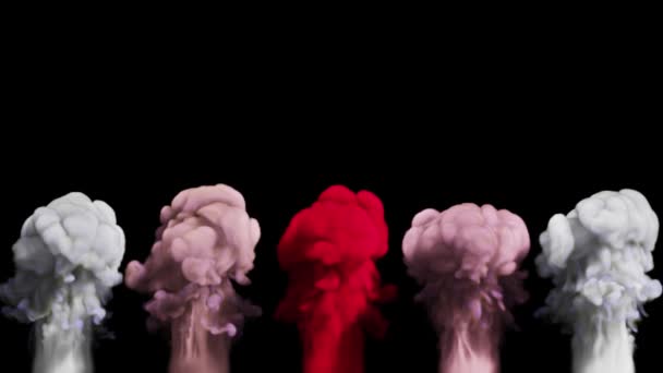 Облака Разноцветного Дыма Поднимаются Черном Фоне Иллюстрация — стоковое видео
