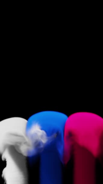 Nuvole Fumo Multicolore Sorgono Uno Sfondo Nero Illustrazione Video Verticale — Video Stock