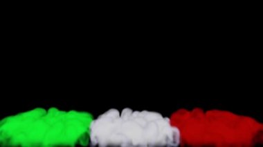 Çok renkli duman bulutları siyah arka planda yükseliyor. 3d illüstrasyon