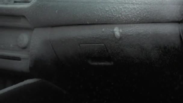 Interior Carro Uma Camada Espuma Limpeza — Vídeo de Stock