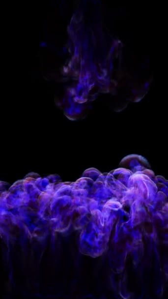 Tongues Blue Flames Sides Collide Center Black Background Illustration Vertical — Stock Video